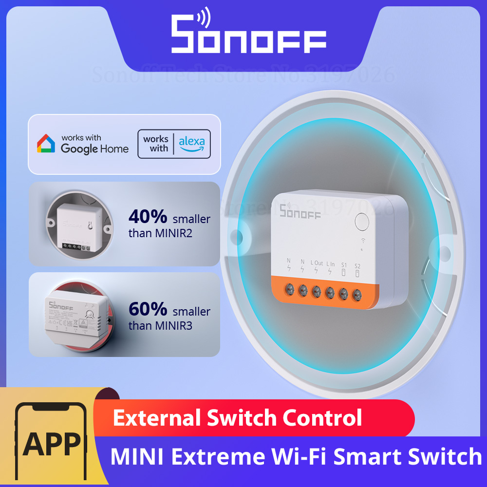 Sonoff Basic - Sonoff minir4エクストリームWi-Fiスマートスイッチデタッチ遅延小さなサイズ外部スイッチ制御音声制御経由でwelink alexa google