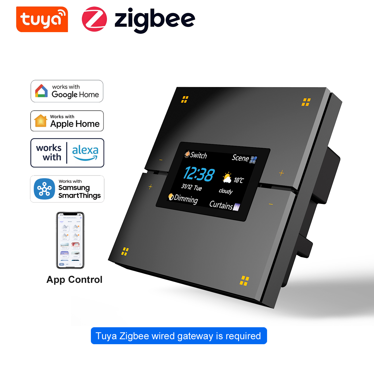 Smart Relay Tuya - M9 Pro 8ボタン UK Tuyaスマートウォールライトスイッチ アルミタッチディスプレイ