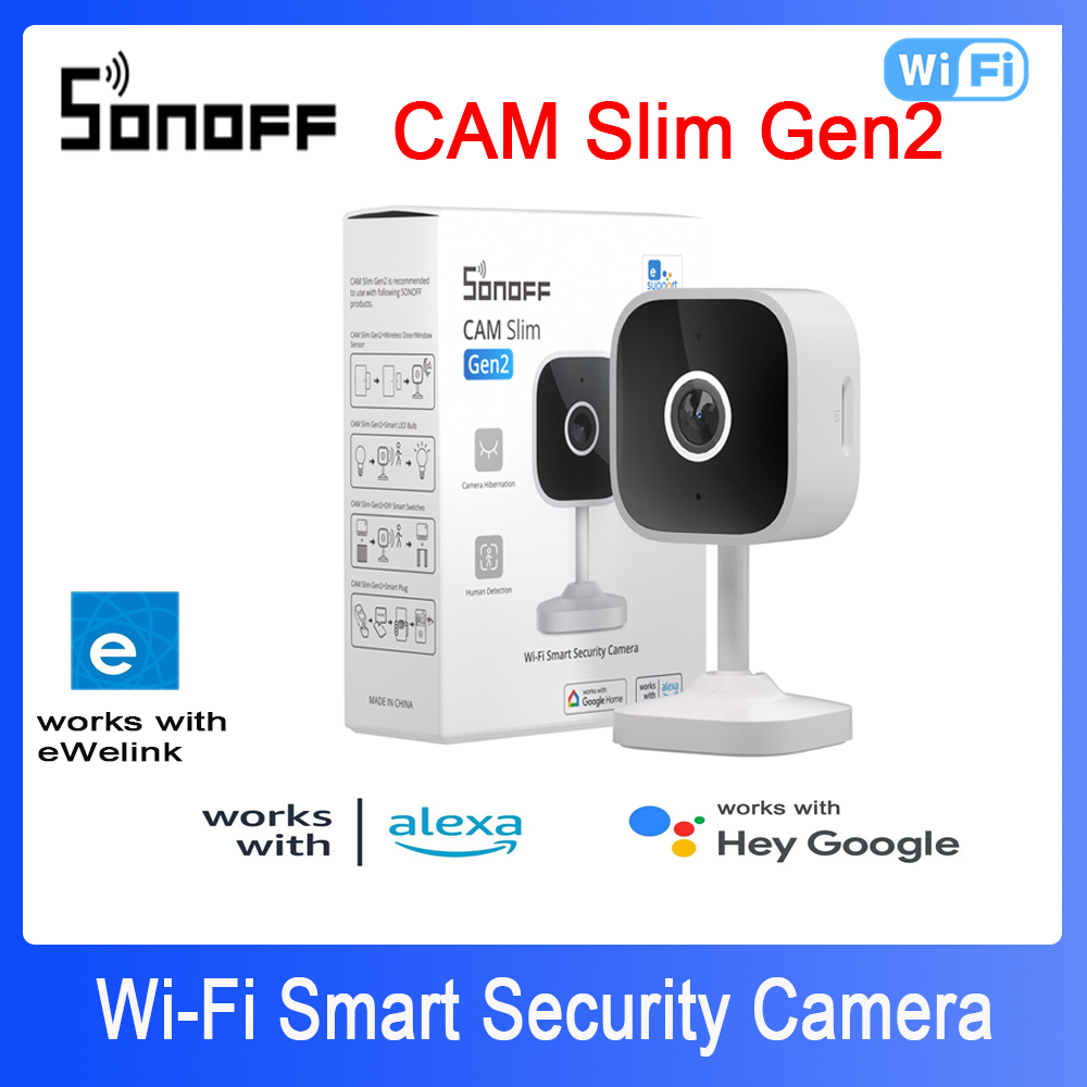 Sonoff - Sonoff-スマートホームセキュリティカメラ,wifi,1080p HD,モーション検出,双方向オーディオ,ewelinkアプリのサポート,Alexa, Google,スリム,Gen2