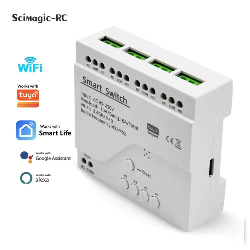 Tuya 4 Channel - スマートスイッチ 4CH リレーモジュール ホームオートメーション DC 12V