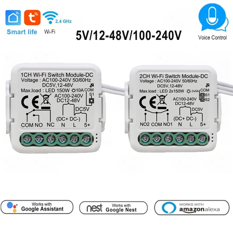 Tuya 4 Channel - Tuya スマートドライコンタクトスイッチモジュール DC5V/12-48V AC110-240V DIY ブレーカーリレー