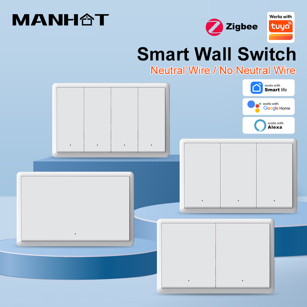 Smart Relay Tuya - MANHOT ZigBee3.0 スマートスイッチ 中性線不要 インテリジェント US