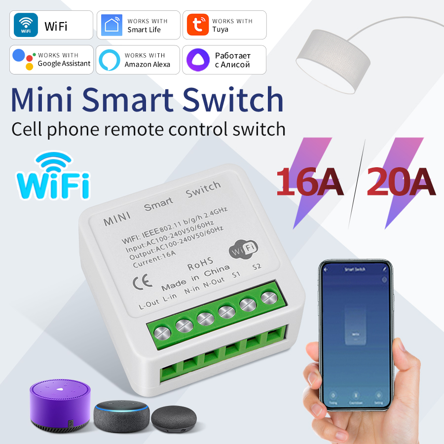 16A 20A Tuya WiFi スマートスイッチ 2 ウ - Tuya 4 Channel のレビューと価格