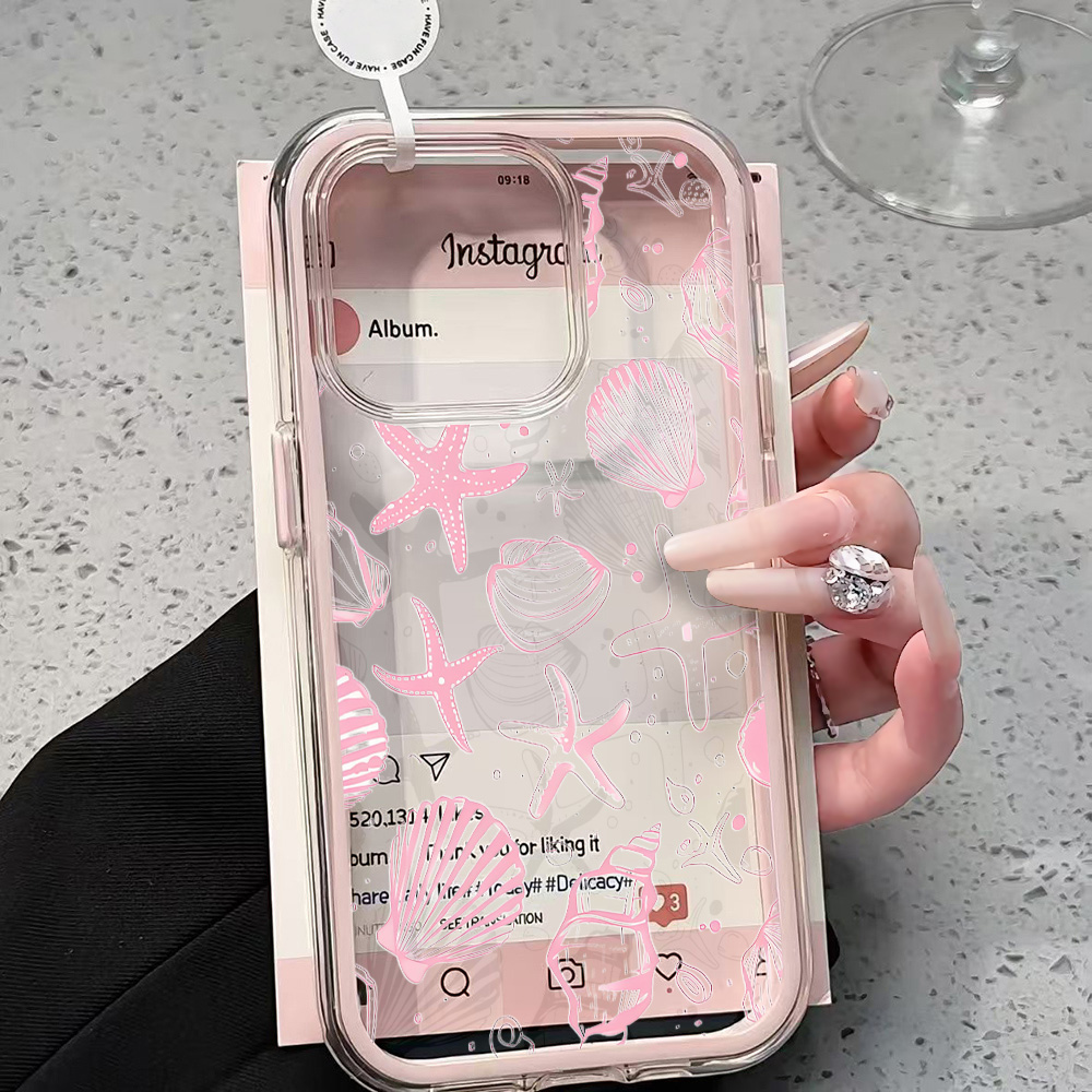 夏のピンク貝殻クリアスマホケース iPhone 17 13  - Shelly のレビューと価格
