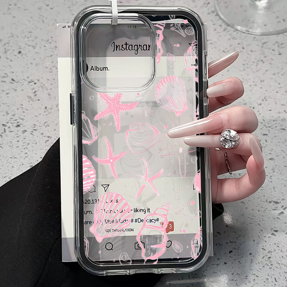 夏のピンク貝殻クリアスマホケース iPhone 17 13  - Shelly のレビューと価格