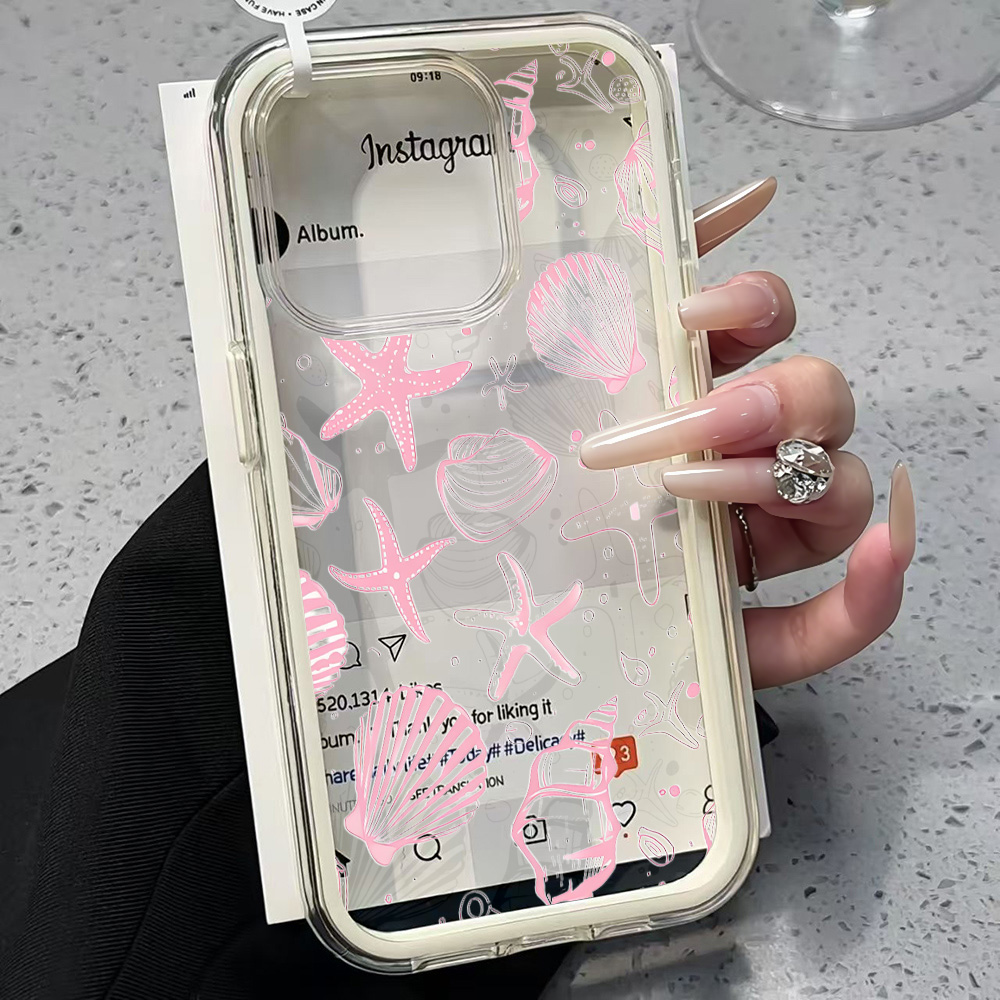 夏のピンク貝殻クリアスマホケース iPhone 17 13  - Shelly のレビューと価格