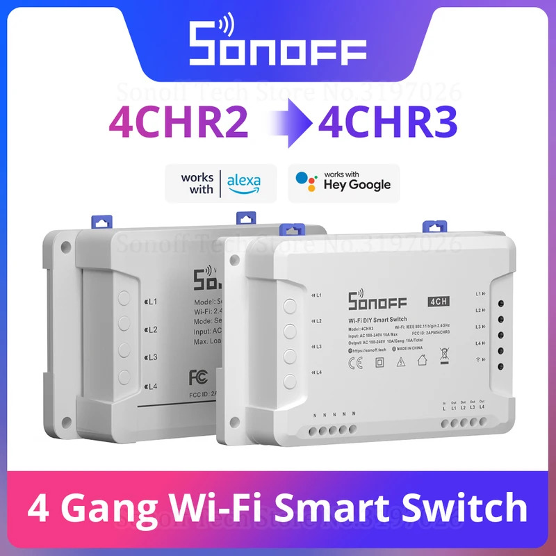Sonoff 4CHR3 スマート Wifi スイッチ 4  - Sonoff のレビューと価格