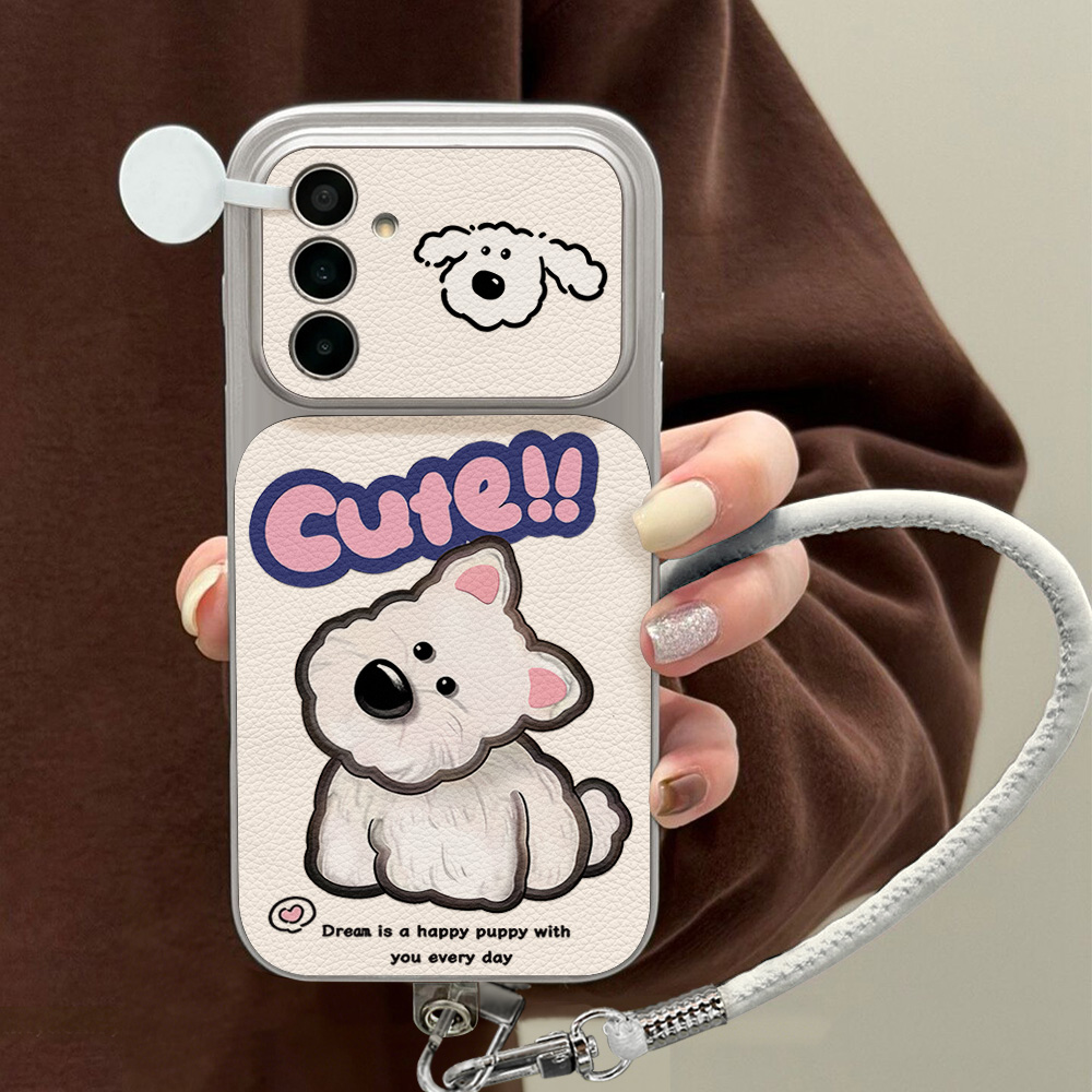 かわいい漫画犬柄のネックストラップ付きスマホケース、Sams - Shelly のレビューと価格